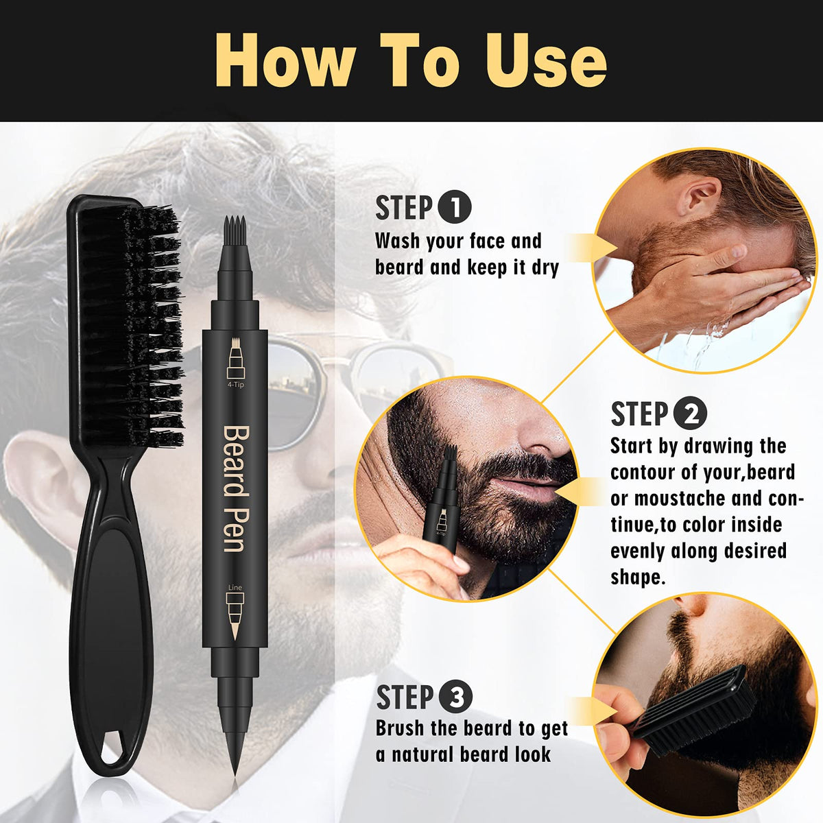 MISICH pen in use while shaping a mustache for clean, sharp edges
