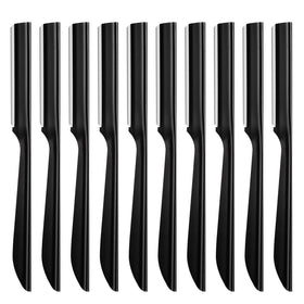 Miss Gorgeous London razor front view showing sleek black handle and blade for precise shaping