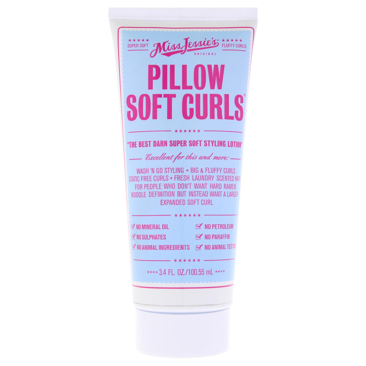 Miss Jessie's front packaging showing 3.4 oz bottle and soft-hold benefit