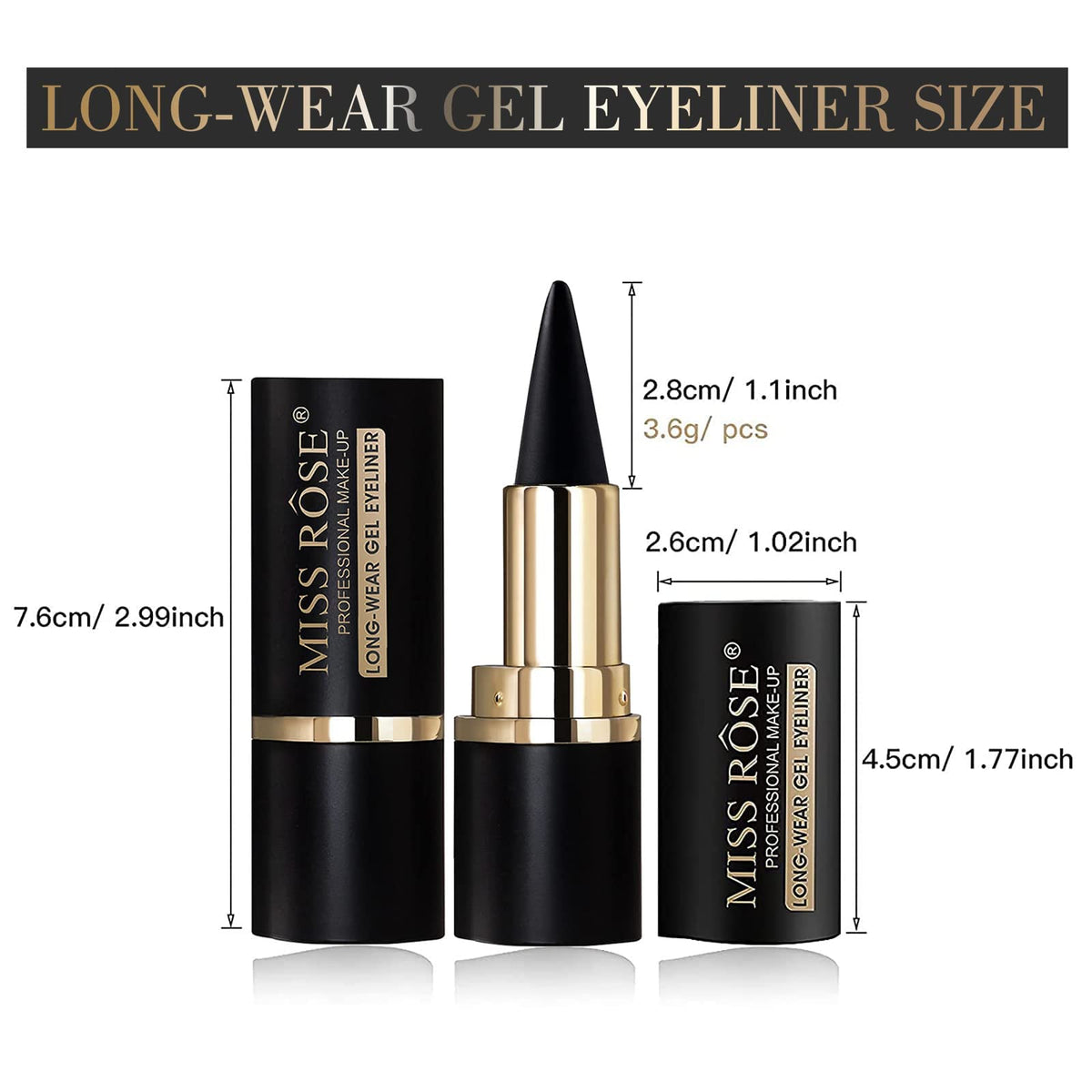 MISS ROSE M cap and brush accessory showing protected tip and blending option