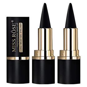 MISS ROSE M front packaging showing two black gel pencils and travel convenience