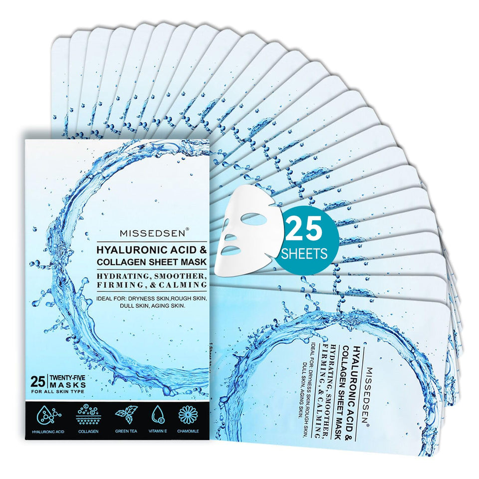 MISSEDSEN front packaging showing 25 masks and brand benefit