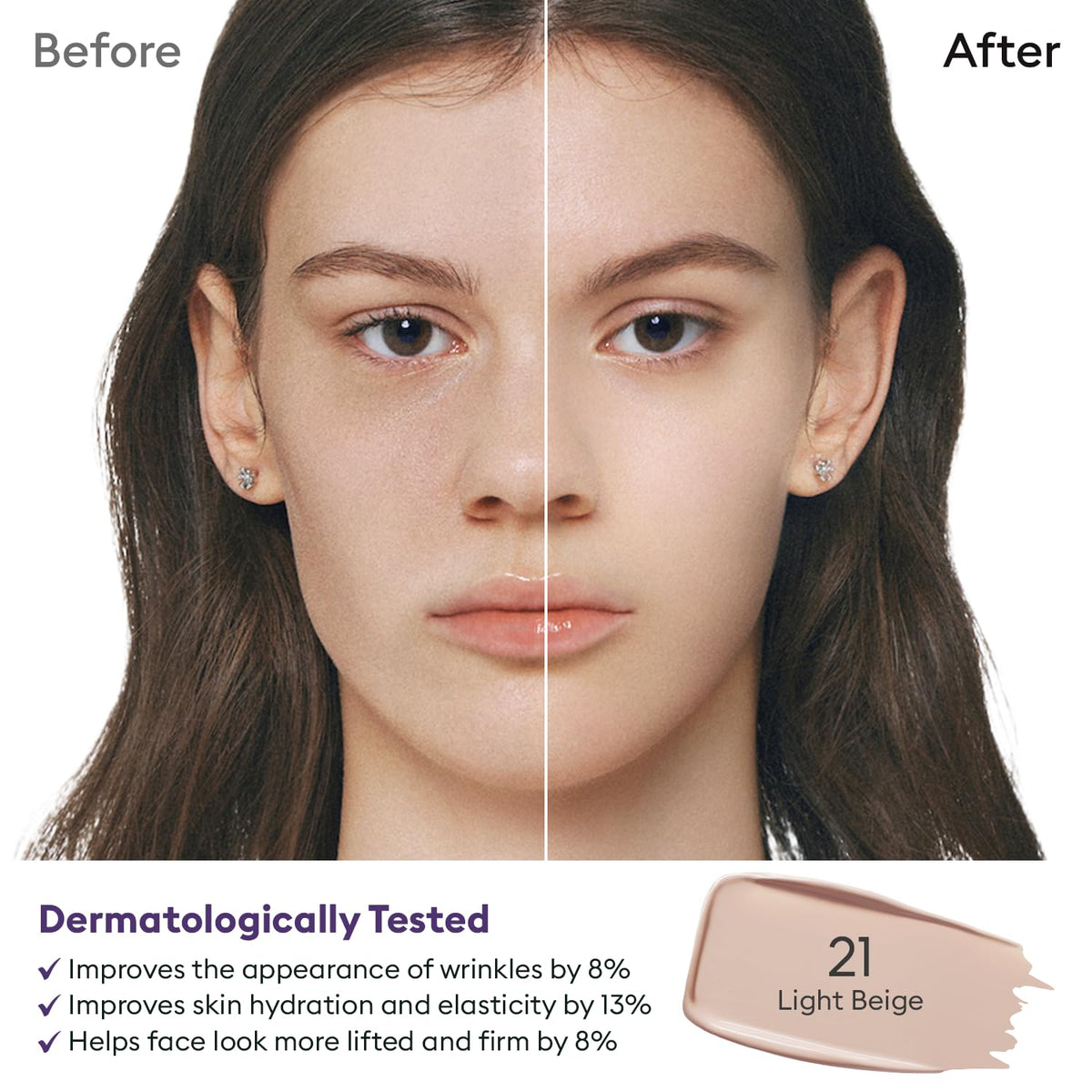MISSHA half-face comparison before and after application showing natural coverage