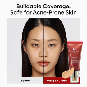 MISSHA before and after demonstrating visible evening of skin tone