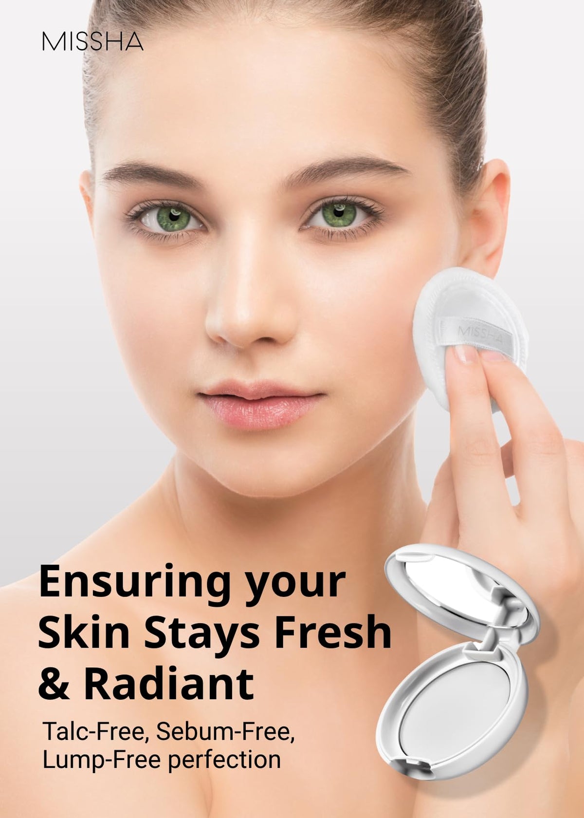 MISSHA close-up of powder surface highlighting fine-milled texture benefit