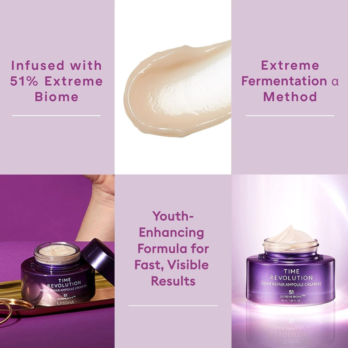 MISSHA cream texture close-up illustrating rich hydration and smoothness