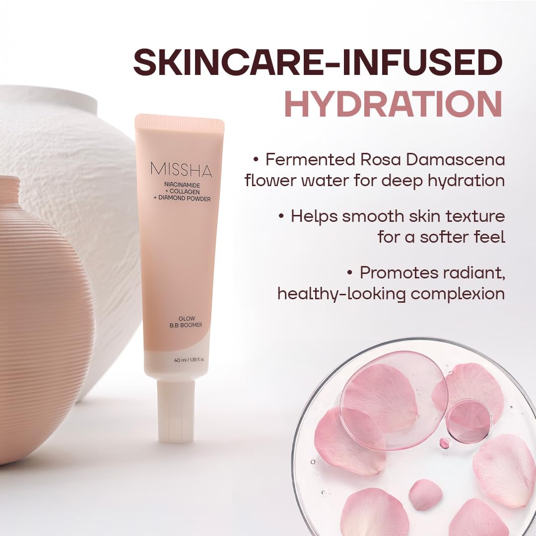 MISSHA size comparison with 30cm object showing compact 40ml travel-friendly benefit