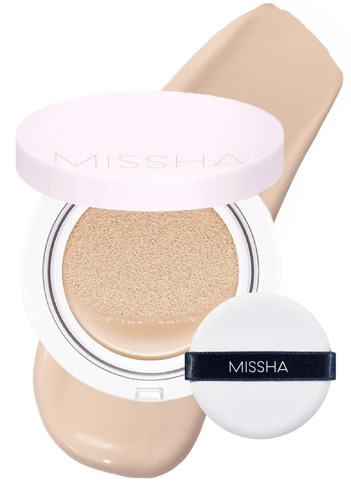 MISSHA compact front view showing sleek packaging and portability benefit
