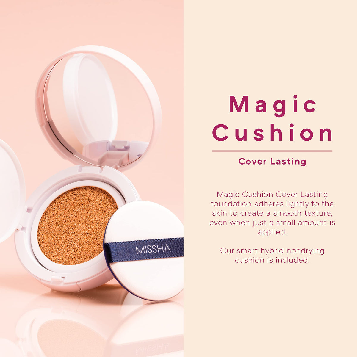 MISSHA cushion open with magic puff ready for quick, even application