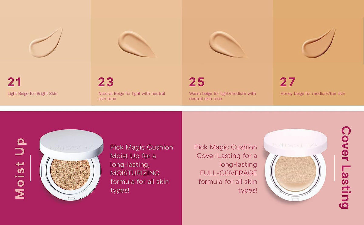 MISSHA swatch of No.27 Honey Beige on arm, shows warm medium-tan match accuracy