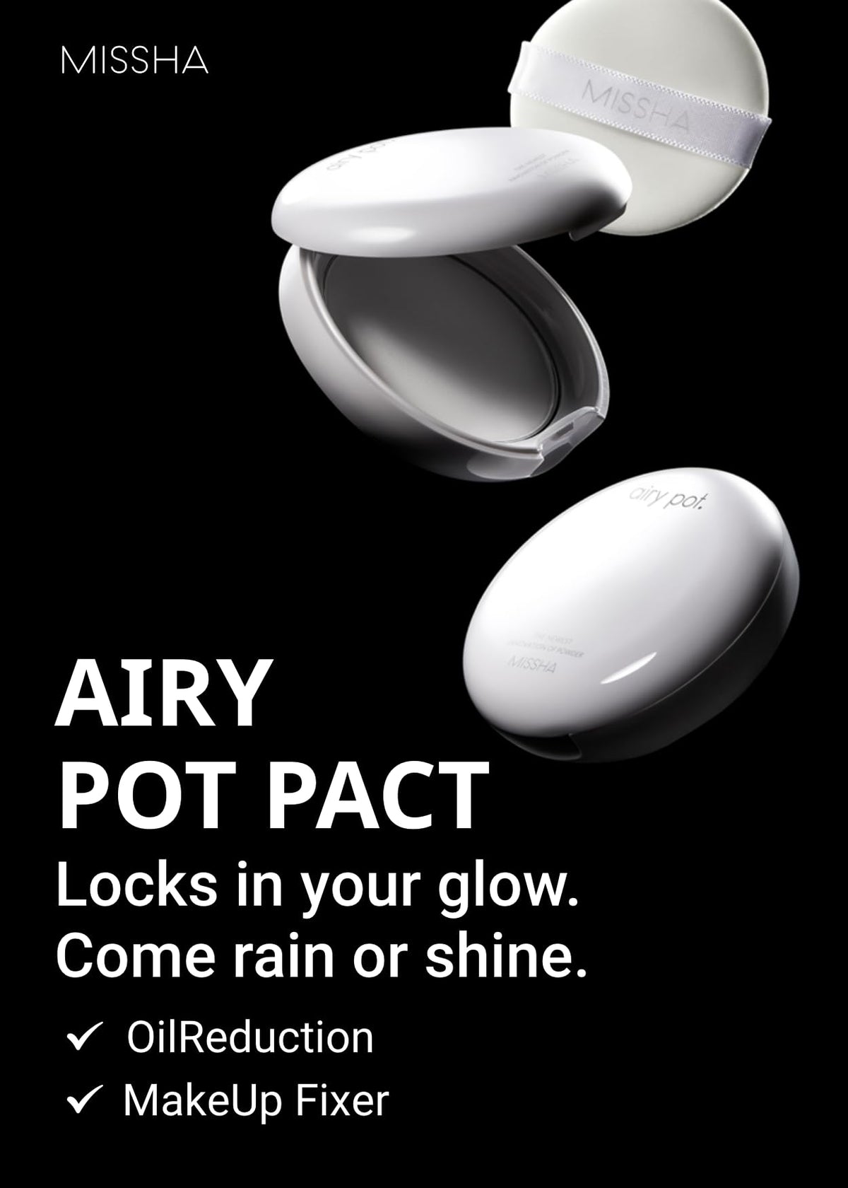 MISSHA open pact revealing airy pressed powder texture and smooth finish