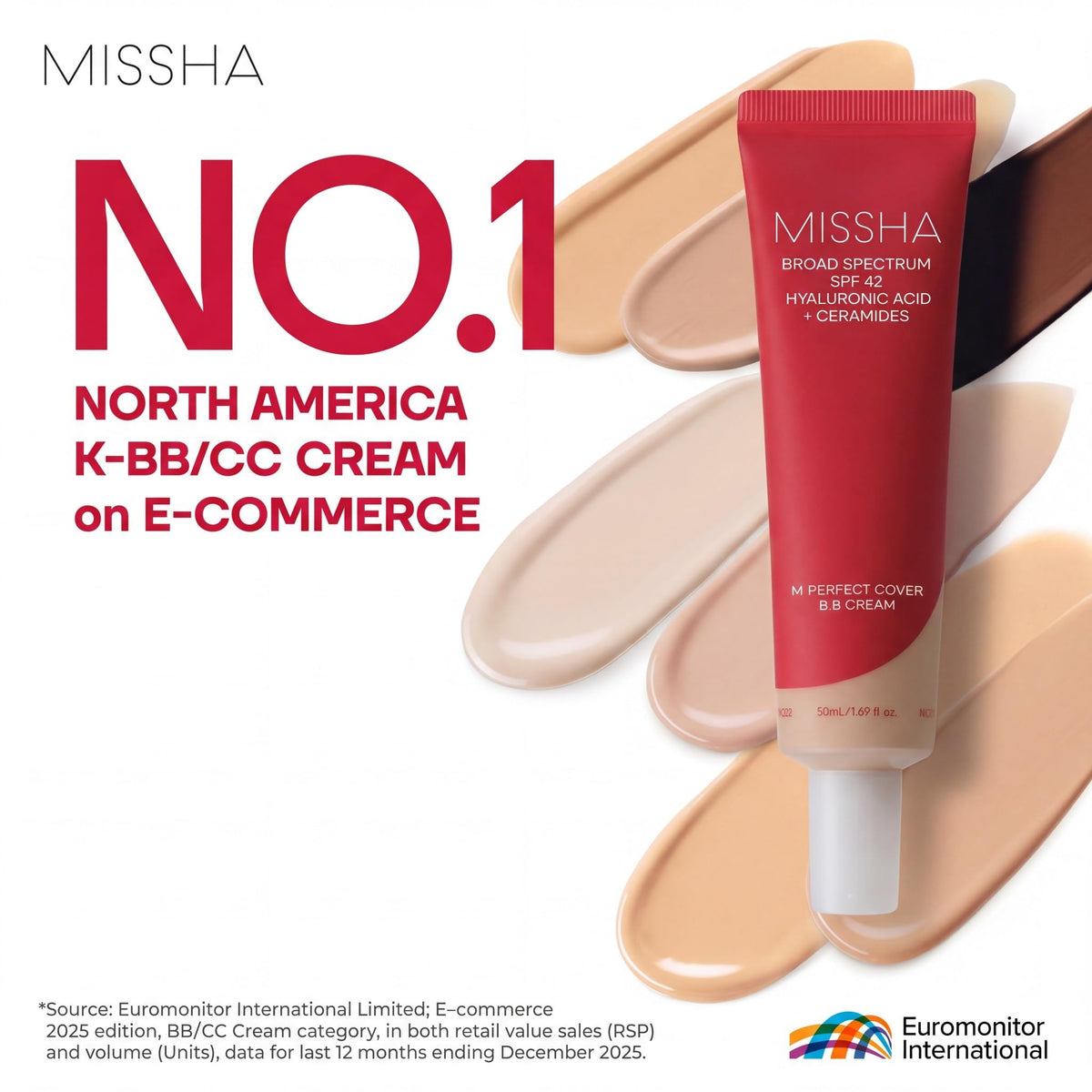 MISSHA tube cap and cream texture illustrating smooth blendability benefit