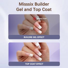 Misssix step-by-step application with builder gel before top coat improving adhesion