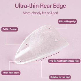 Misssix applying gel glue and pressing tip for fast, neat at-home application