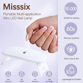Misssix applied short square French nails on a hand demonstrating natural salon finish