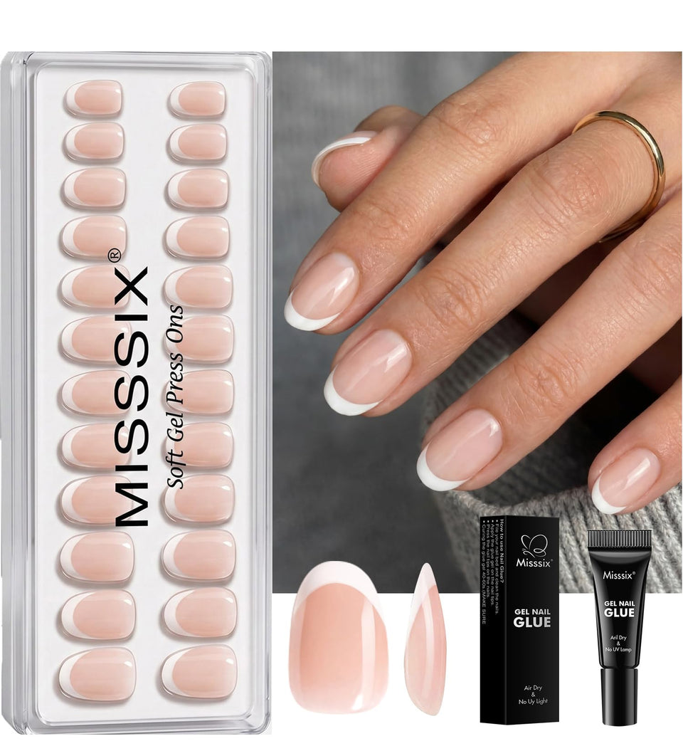 Misssix front packaging showing 30-piece French tip set and included glue for convenience