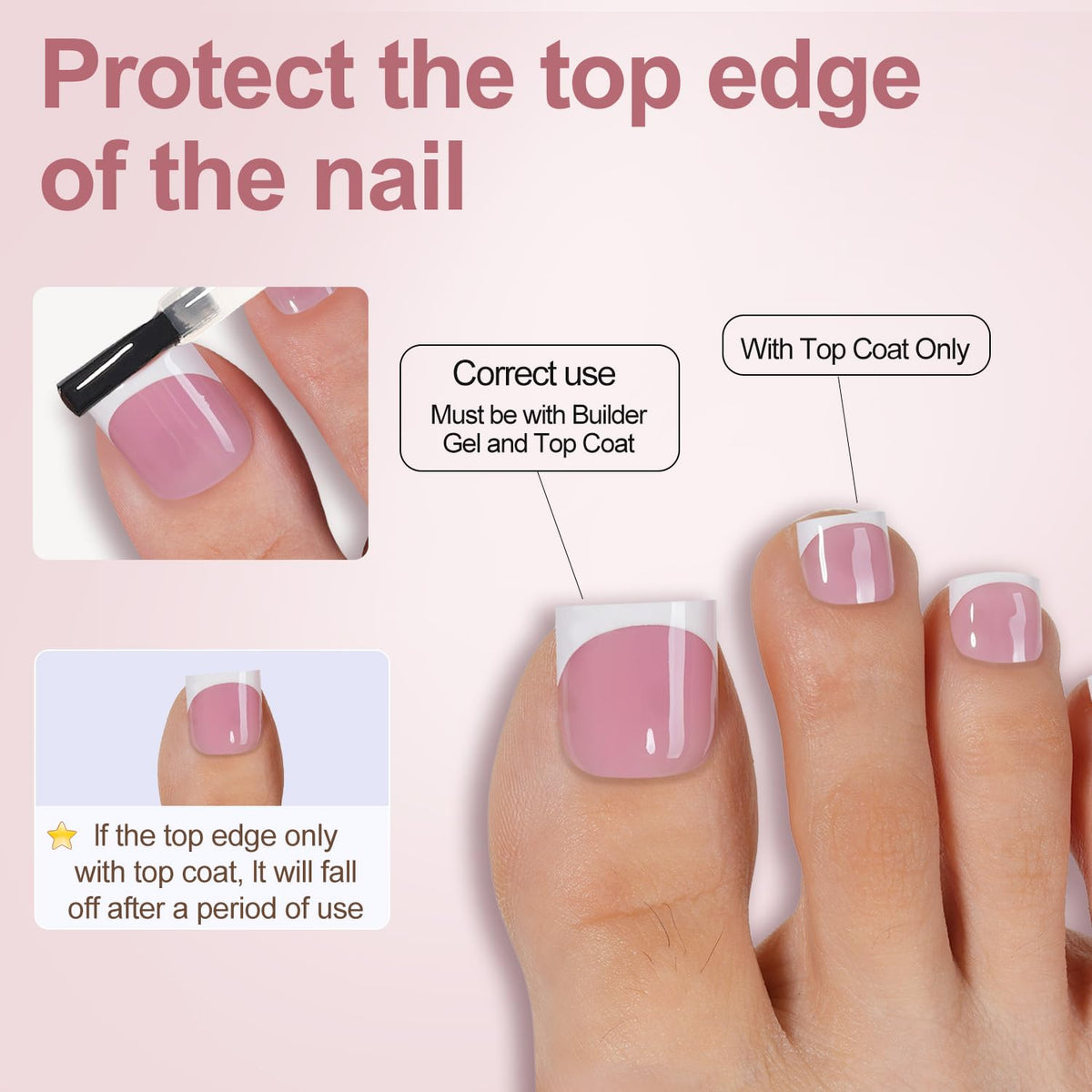 Misssix pressed-on toenails worn with sandals for instant polish