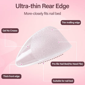 Misssix nails applied on hands demonstrating natural-fit short almond shape and finish