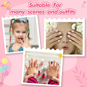 Misssix press-on nails worn on a child's hand, demonstrating natural-looking wear