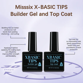 Misssix top coat on a finished French nail showing high gloss and scratch protection