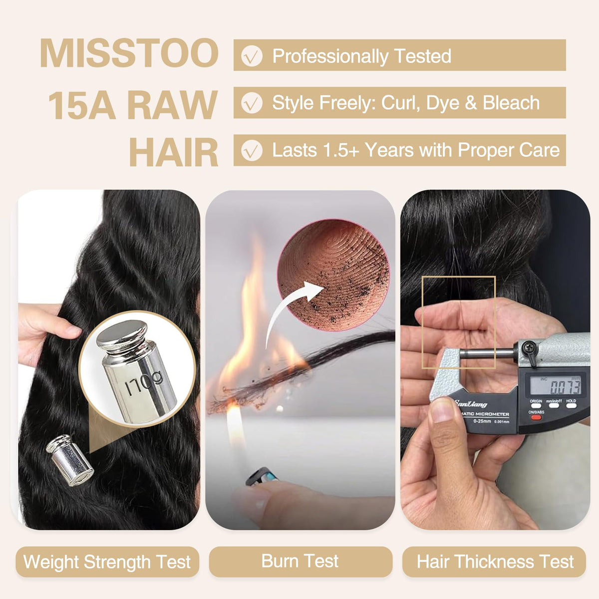 Misstoo styled body wave showing defined shine and heat-styled finish benefits
