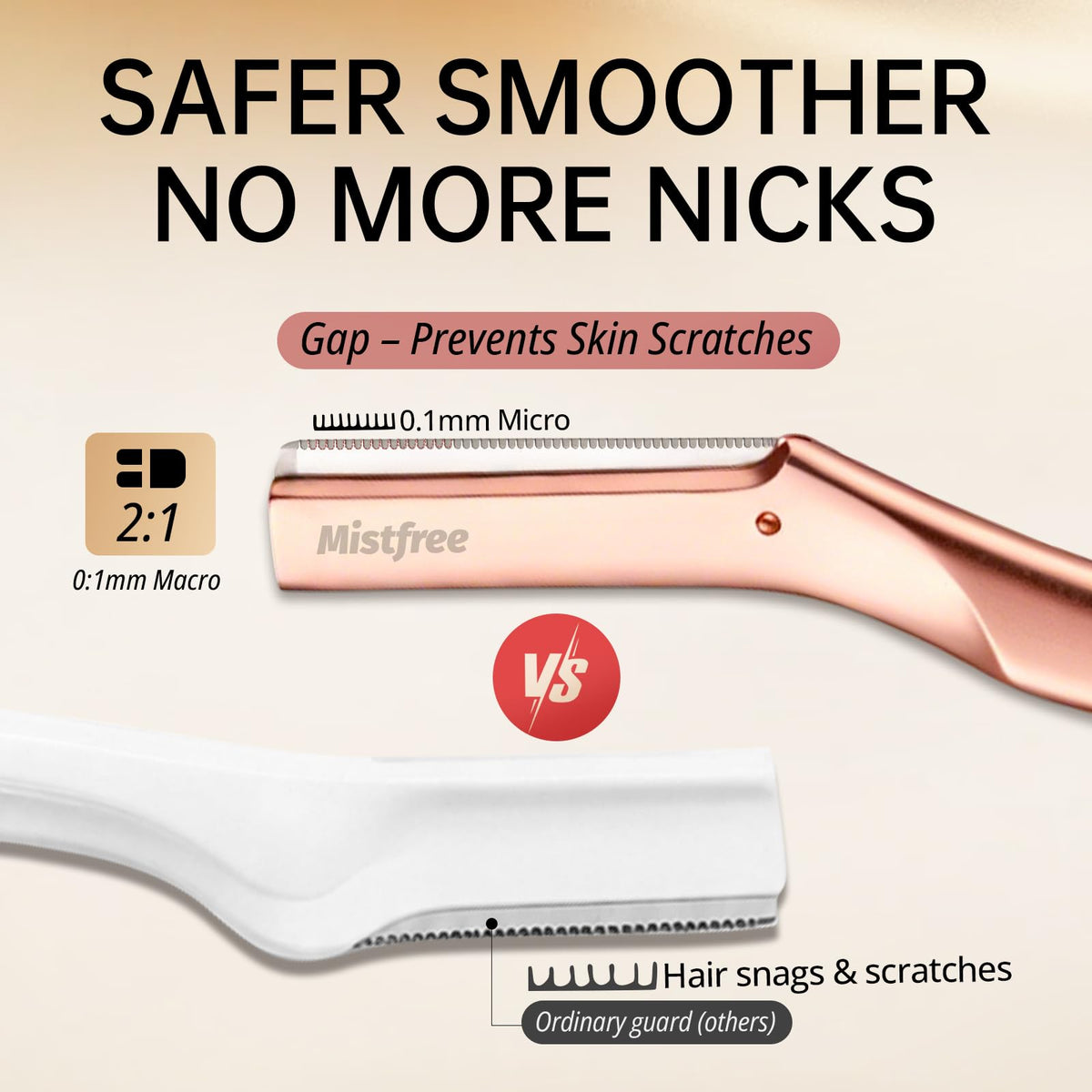 Mistfree razor in use shaping eyebrow for refined, groomed look