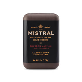 Mistral front packaging showing Bourbon Vanilla luxury bar and elegant design