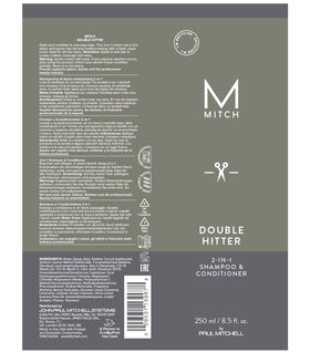 MITCH packaging PCR callout showing recycled-materials progress and eco benefit