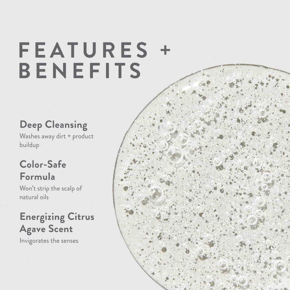 MITCH shampoo texture pouring from bottle demonstrating rich lather and cleansing power