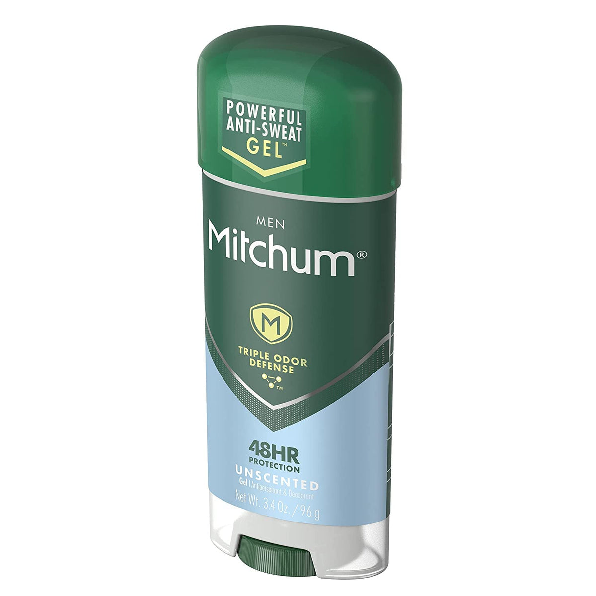 Mitchum clear gel texture on applicator highlighting quick-dry formula