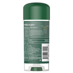 Mitchum single stick close-up showing clear gel applicator and label benefits