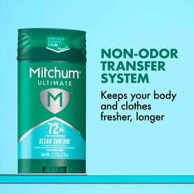 Mitchum applying antiperspirant underarm for long-lasting protection