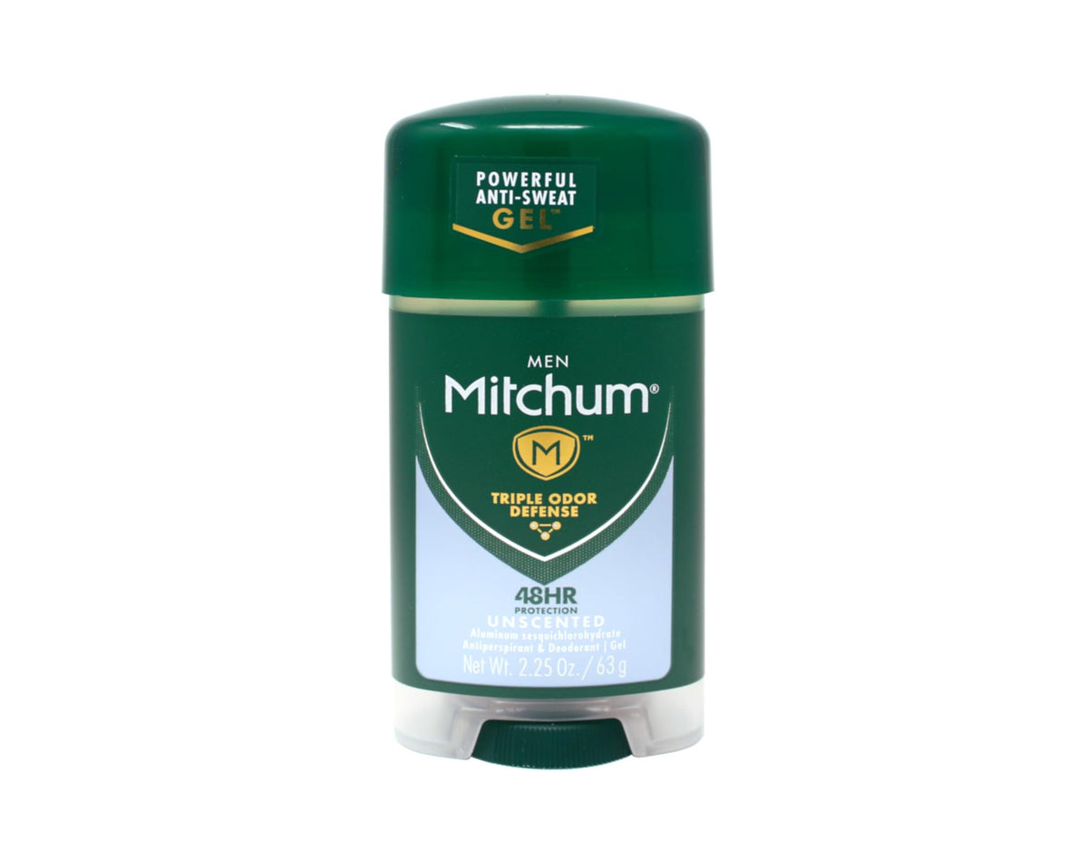 Close-up of Mitchum gel texture highlighting smooth clear finish benefit
