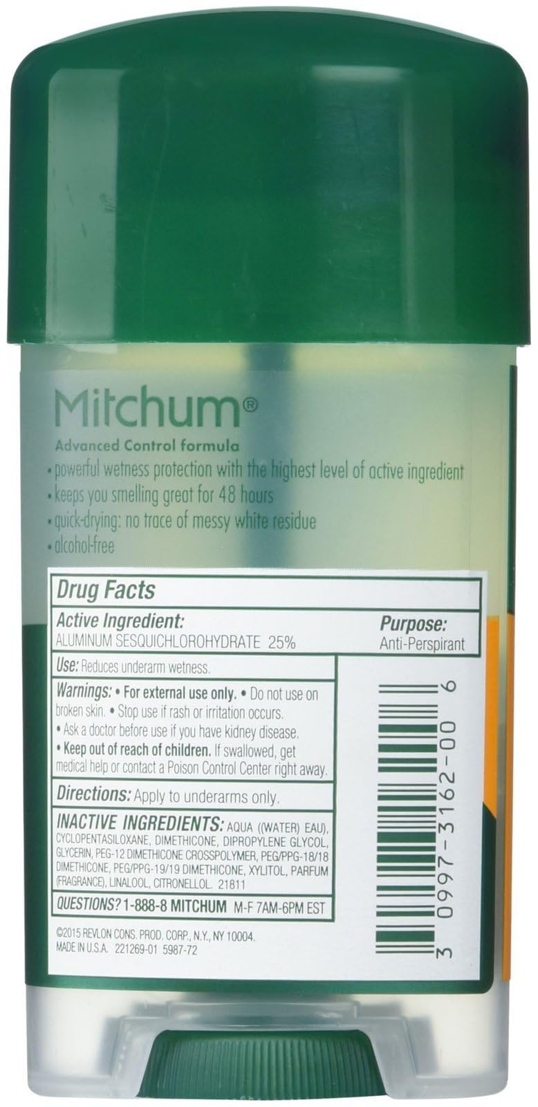 Mitchum clear gel texture close-up illustrating smooth, transparent application and quick-dry benefit