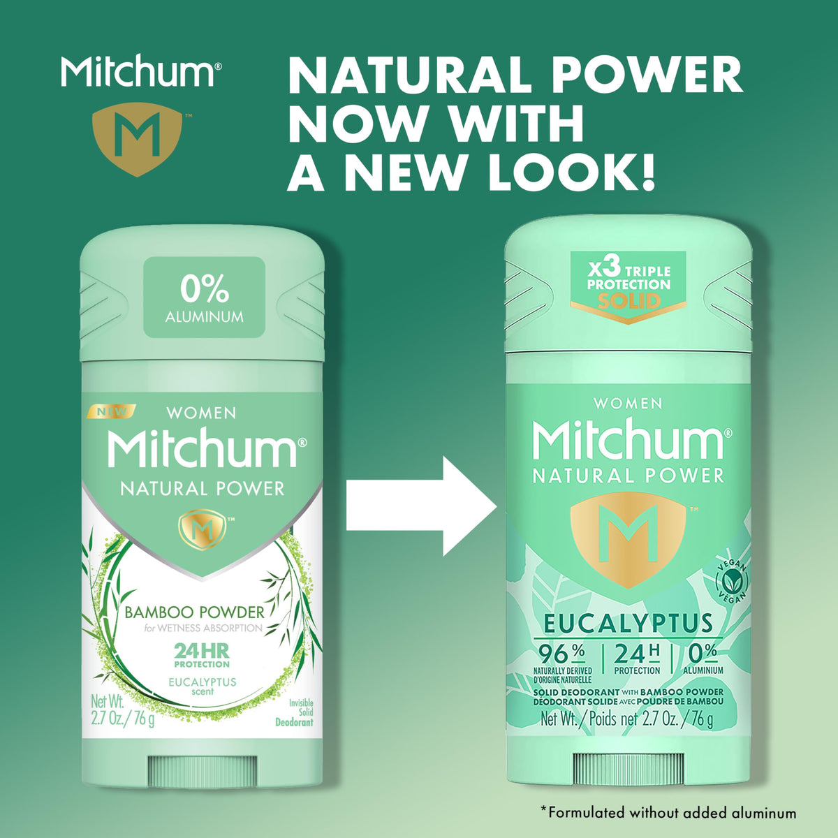 Mitchum deodorant texture close-up highlighting smooth glide and bamboo powder absorbency benefit