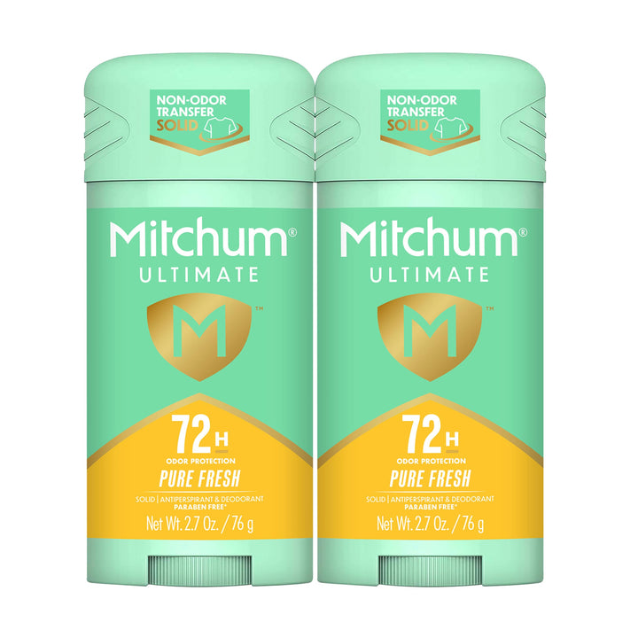 Mitchum front packaging showing Pure Fresh scent and 72HR benefit