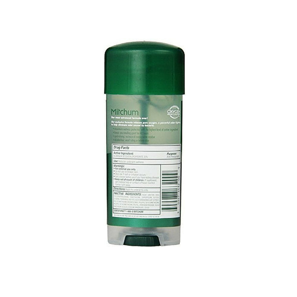 Mitchum gel application closeup on skin demonstrating quick-dry clear finish and no residue