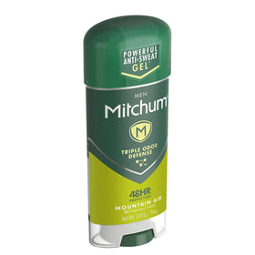 Mitchum gel being dispensed onto fingers demonstrating easy application and control