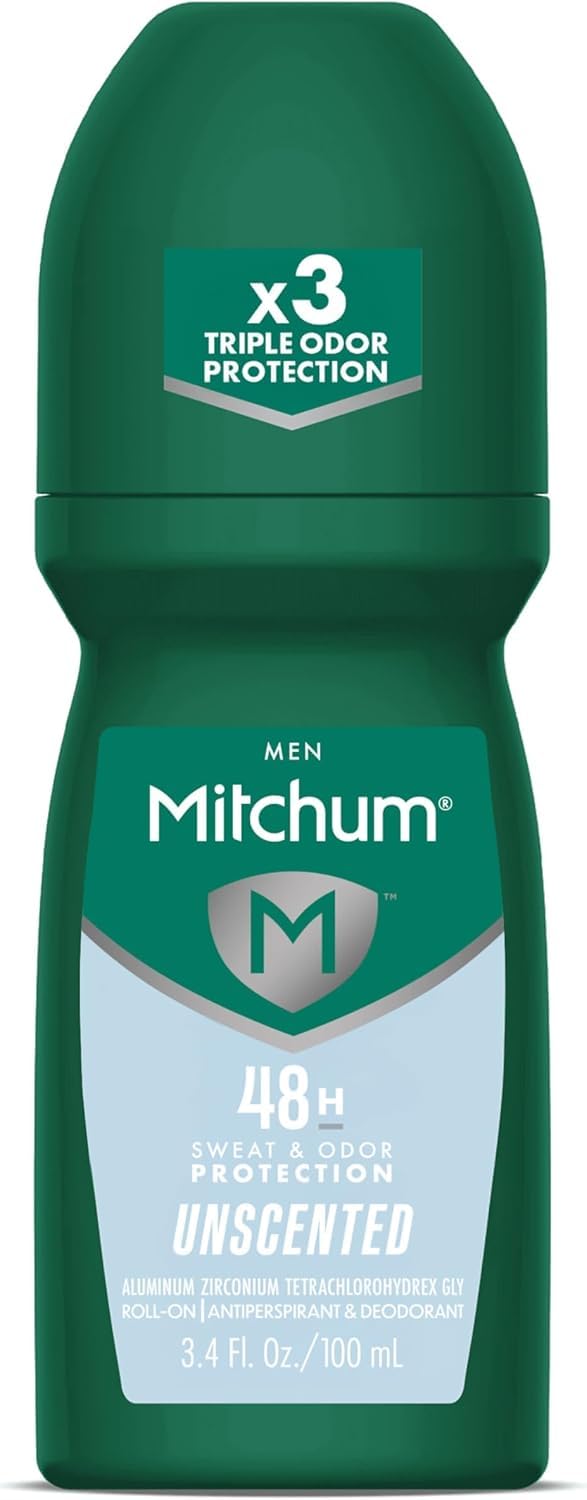 Mitchum applicator close-up showing smooth roll-on design for even application