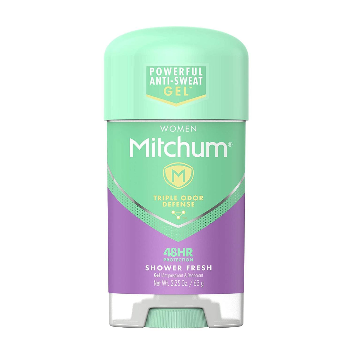 Mitchum Shower Fresh front packaging showing product and scent benefits