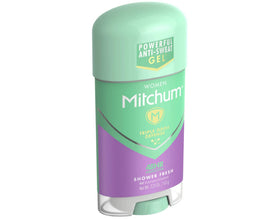 Mitchum next to a hand for scale showing portable 2.25 oz convenience