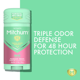 Mitchum solid stick with cap off revealing easy twist-up application benefit