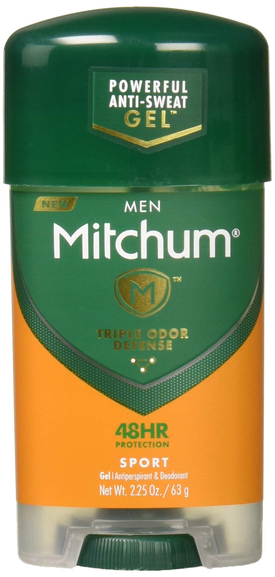 mitchum Sport green front packaging showing two 2.25 oz sticks and clear labeling, reliable long-lasting protection
