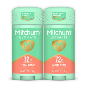 Mitchum front packaging showing 72HR protection and Floral Citrus scent benefit long-lasting freshness