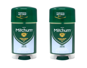 Mitchum unscented gel front packaging showing 2-pack benefit