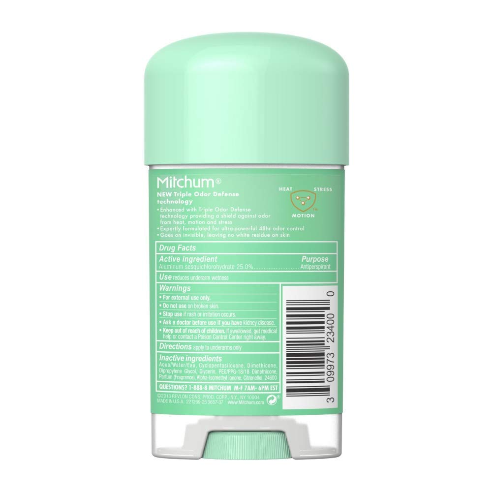 Woman applying Mitchum clear gel underarm for long-lasting odor protection