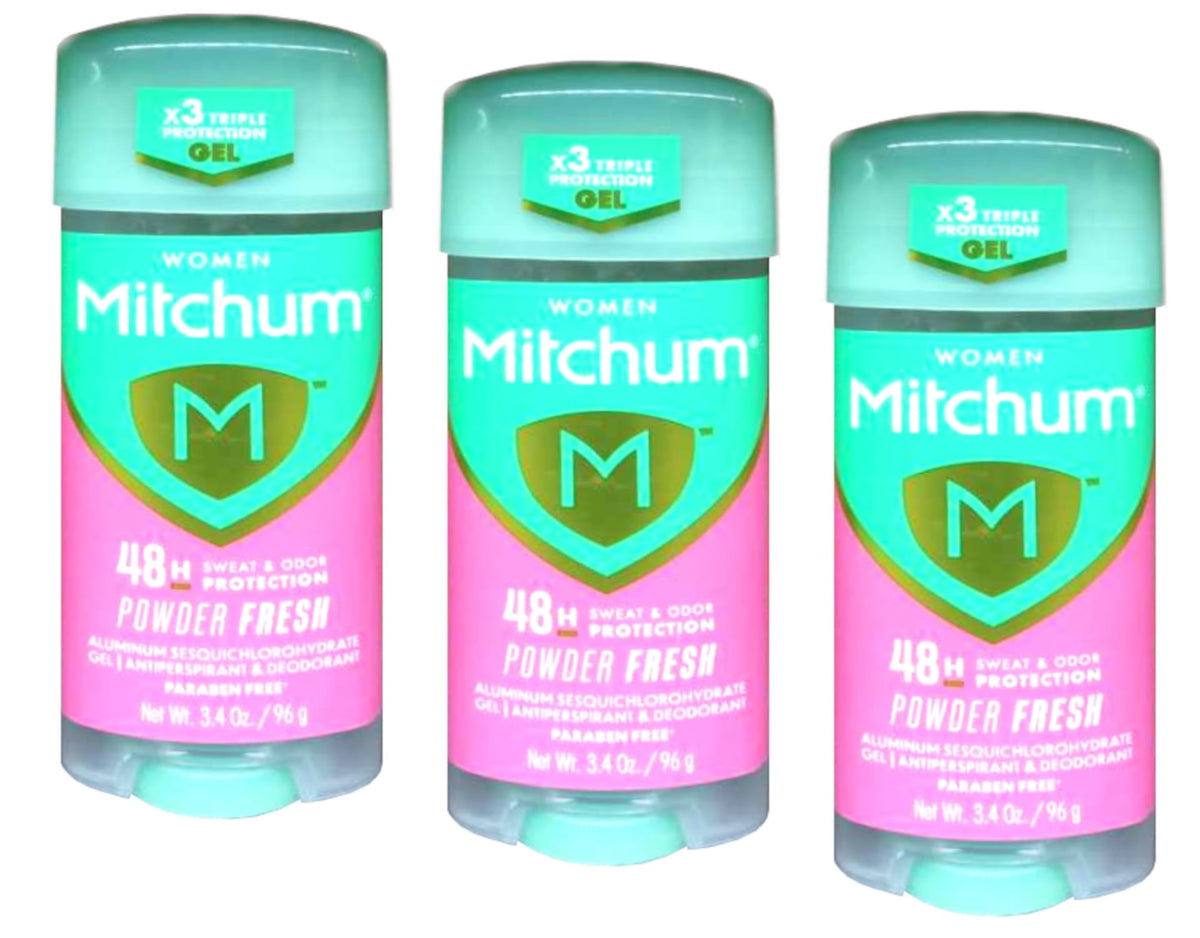 Mitchum clear gel size comparison with everyday items showing portable stick benefit