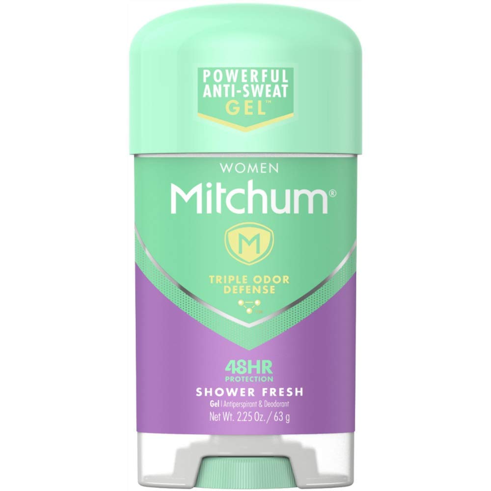 Mitchum clear gel texture close-up demonstrating smooth, non-staining application