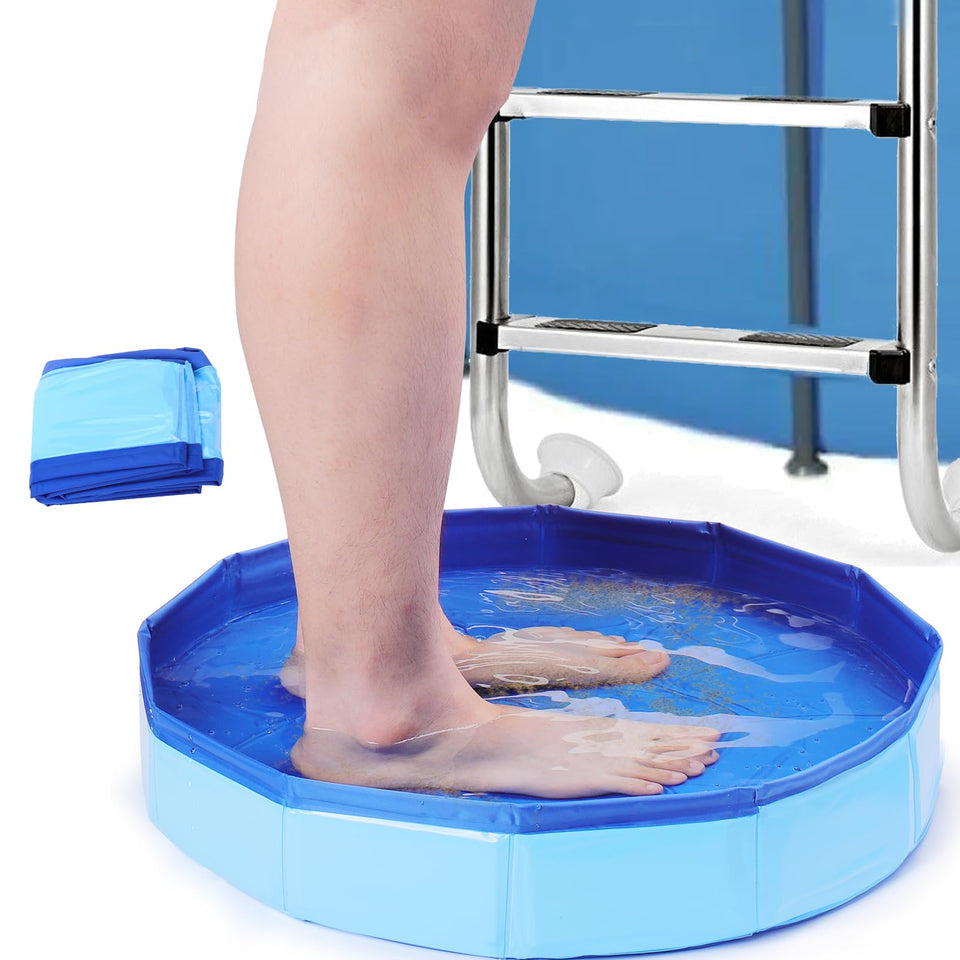 Mity rain front packaging showing compact folded foot bath and key features