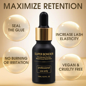 Miuffue being applied to eyelash extensions showing faster curing benefit